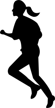 a silhouette of a woman running
