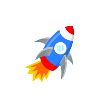 a rocket icon with a white background
