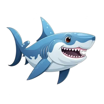 a cartoon shark with its mouth open