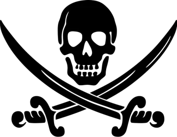 a pirate skull and two crossed swords
