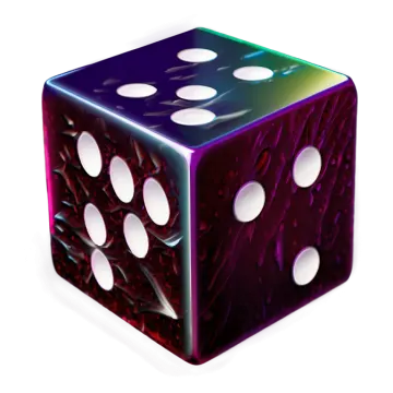 a purple dice with white dots on it