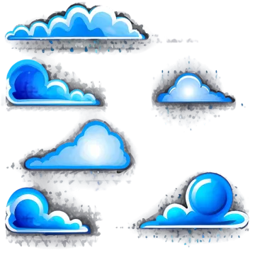 a set of watercolor clouds on white background