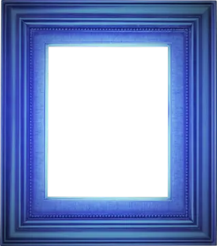 a blue picture frame on a white background