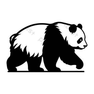 a black and white silhouette of a panda bear