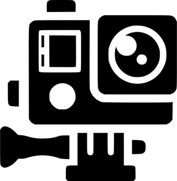 a black and white image of a camera