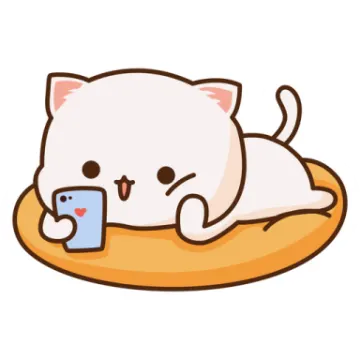 a white cat laying on top of a pillow holding a cup