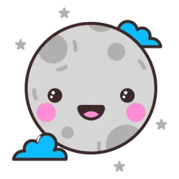 a cartoon moon with stars and clouds