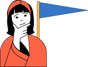 an illustration of a woman with a flag in her hand