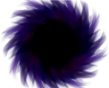 a purple and black fluffy ball on a white background