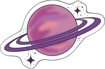 a purple saturn sticker on a white background