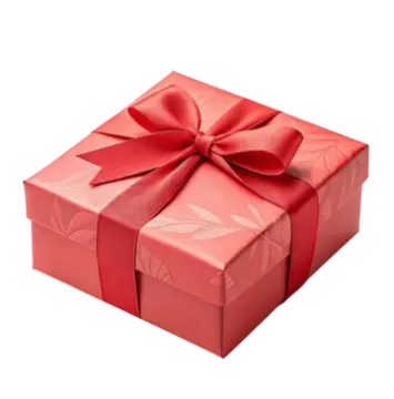 a red gift box with a bow