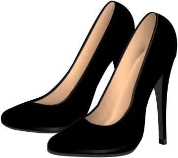a pair of black high heel shoes