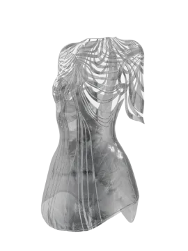 a black and white sculpture of a woman's torso