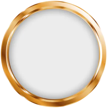 a gold circle frame with a white background