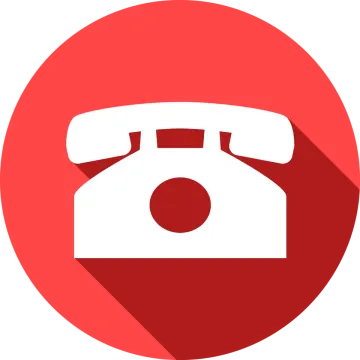 a red phone icon with a long shadow