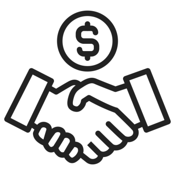 a black and white icon of two hands shaking each other hands