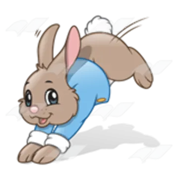 a cartoon rabbit wearing a blue shirt