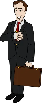 a man in a suit and tie holding a briefcase
