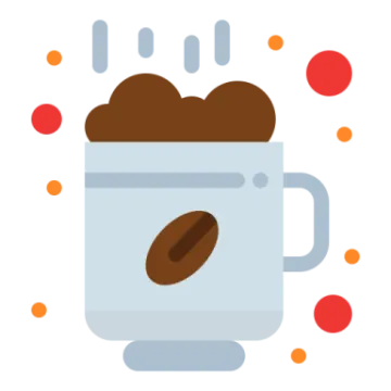 a mug filled with coffee beans