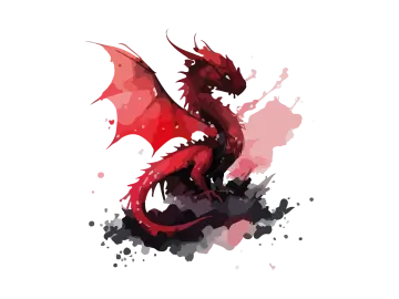 a red dragon on a white background