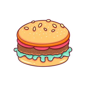 an illustration of a hamburger on a white background