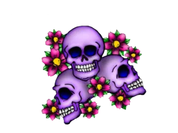 two skulls with flowers tattoo design