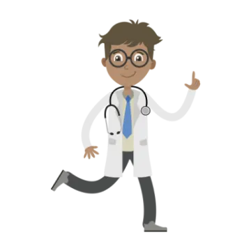a cartoon character dressed as a doctor