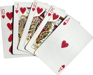 four playing cards on a white background