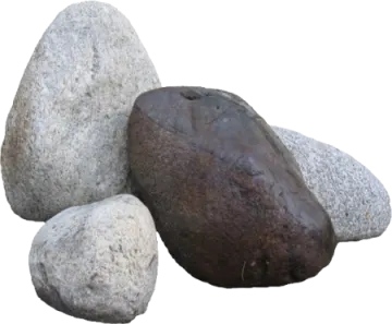 three large rocks on a white background