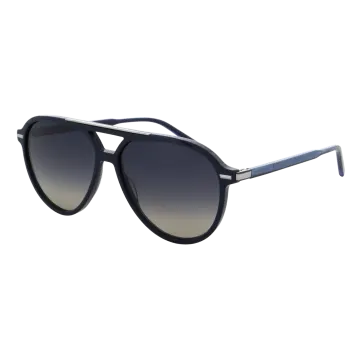 a black sunglasses with grey lenses on a white background
