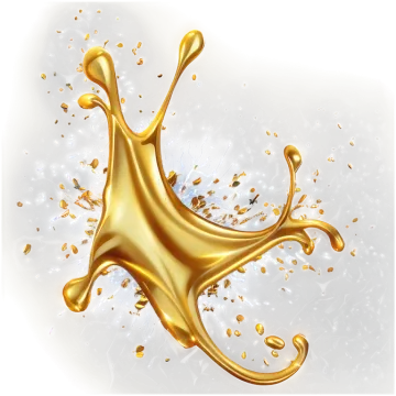 a gold liquid splash on a white background