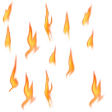 a group of fire flames on a white background