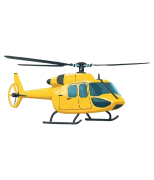 a yellow helicopter on a white background