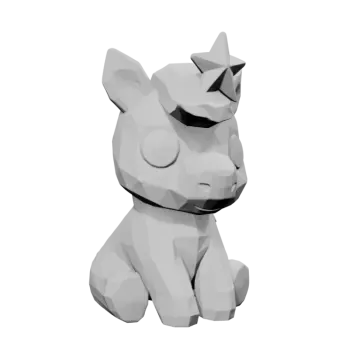a 3d model of a cat sitting down