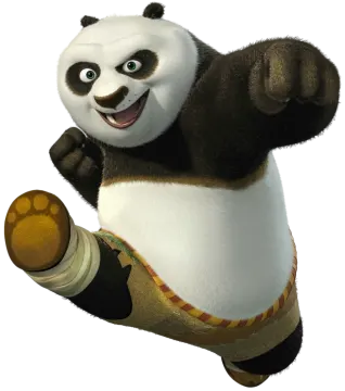 a cartoon panda is holding an apple