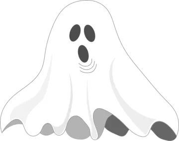 a ghost with a black and white face