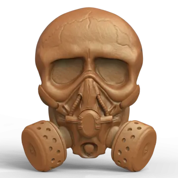 a skull with a gas mask on it