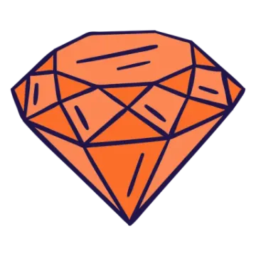 an orange diamond on a white background
