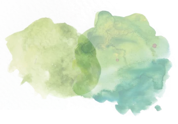 three green and blue watercolor spots