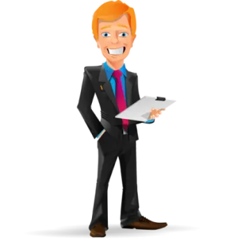 a man in a suit holding a clipboard