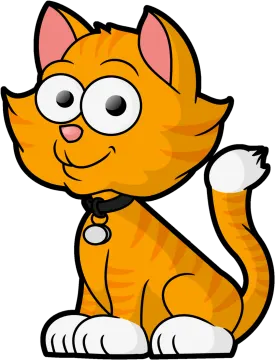 a cartoon cat sitting on the ground