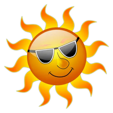 a cartoon sun with sunglasses on it