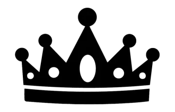 a black and white silhouette of a crown
