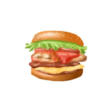 a hamburger on a white background