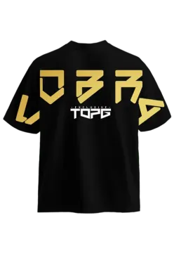 a black t - shirt with gold letters on the front