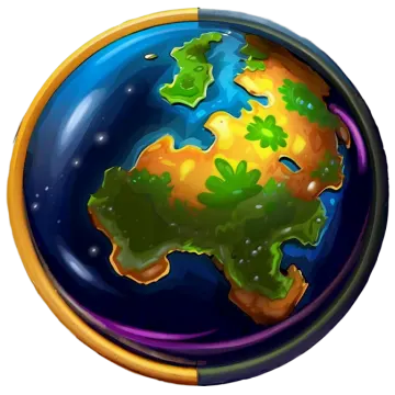 a cartoon earth with green leaves on it
