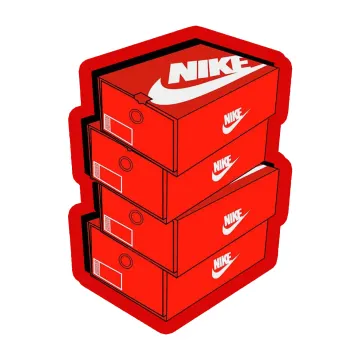 a pair of red boxes with white nike logo