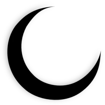 a black crescent on a white background