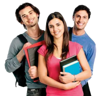 a group of people holding books and smiling