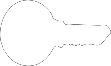 a black and white drawing of a key